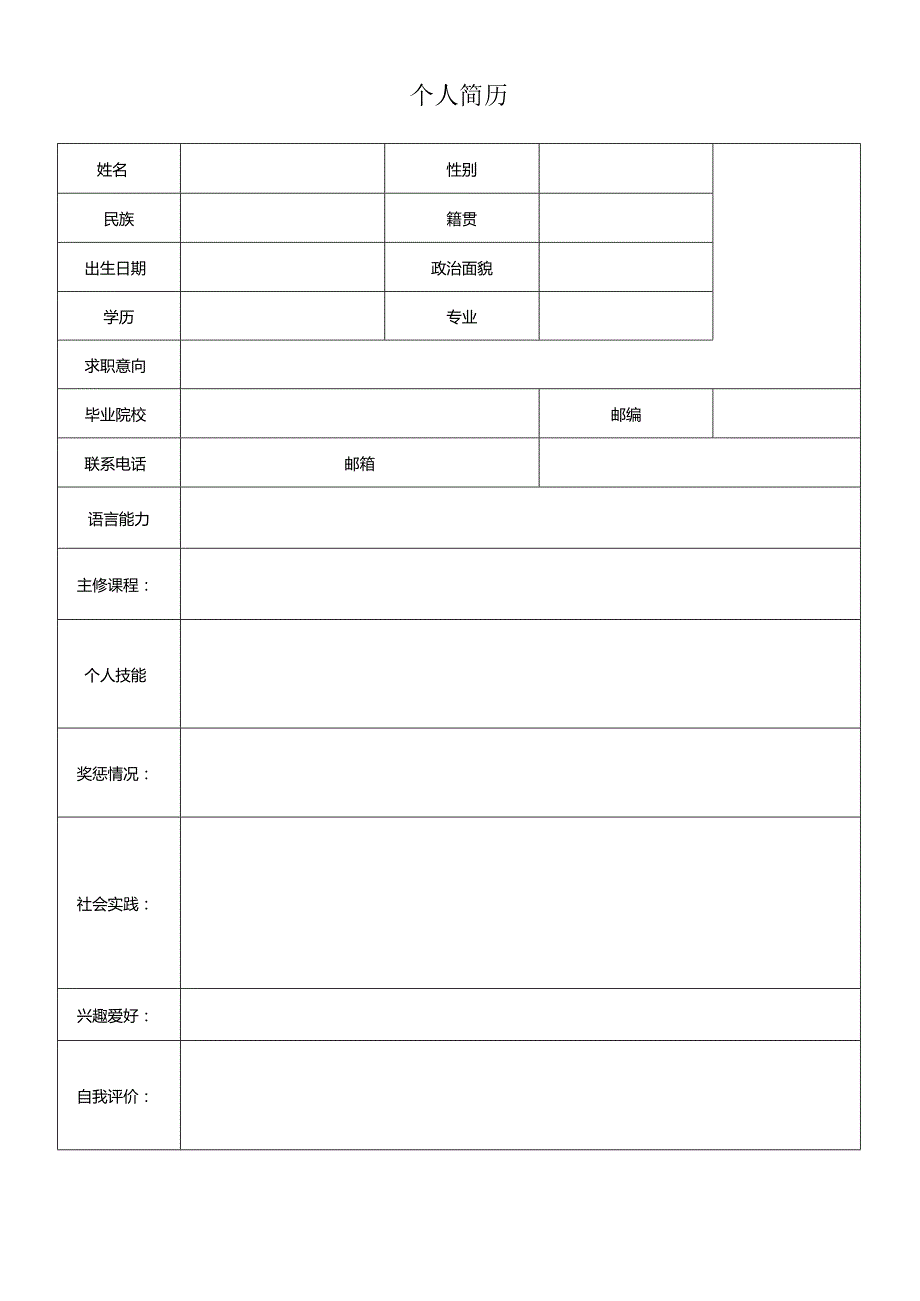 个人简历空白表格(90).docx_第3页