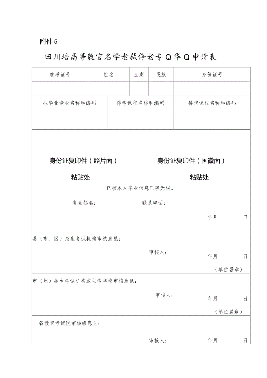 四川省高等教育自学考试停考专业毕业申请表.docx_第1页