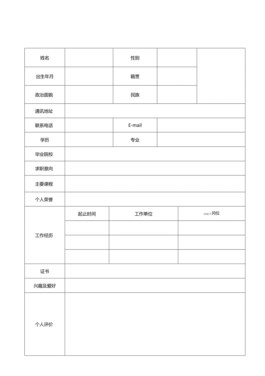 个人空白简历标准表(29).docx_第3页