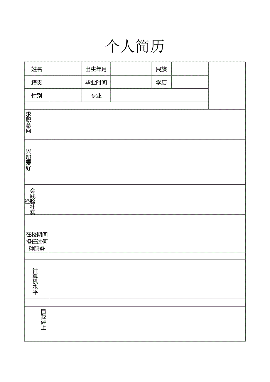 个人空白简历标准表.docx_第3页