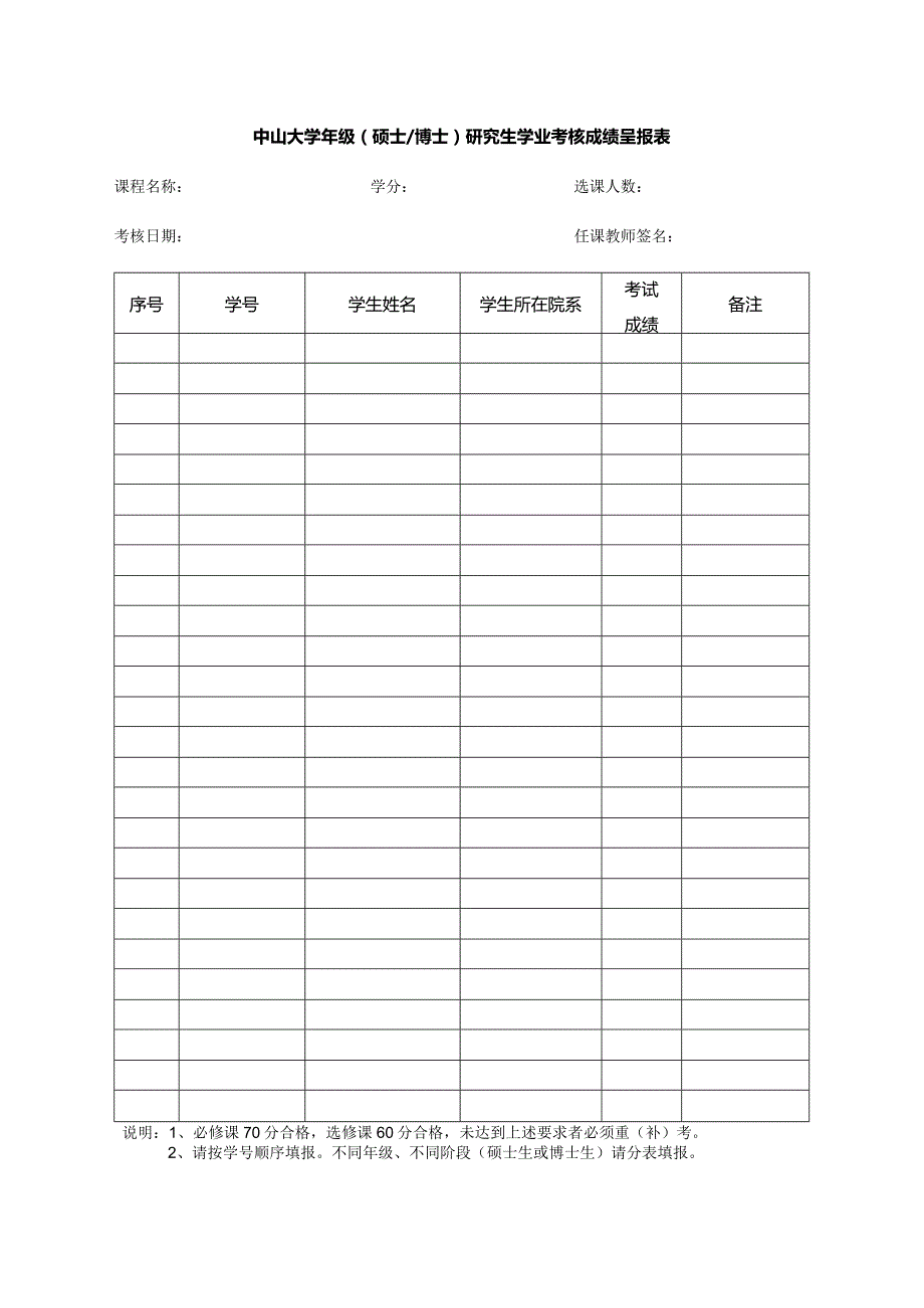 中山大学年级（硕士博士）研究生学业考核成绩呈报表.docx_第1页