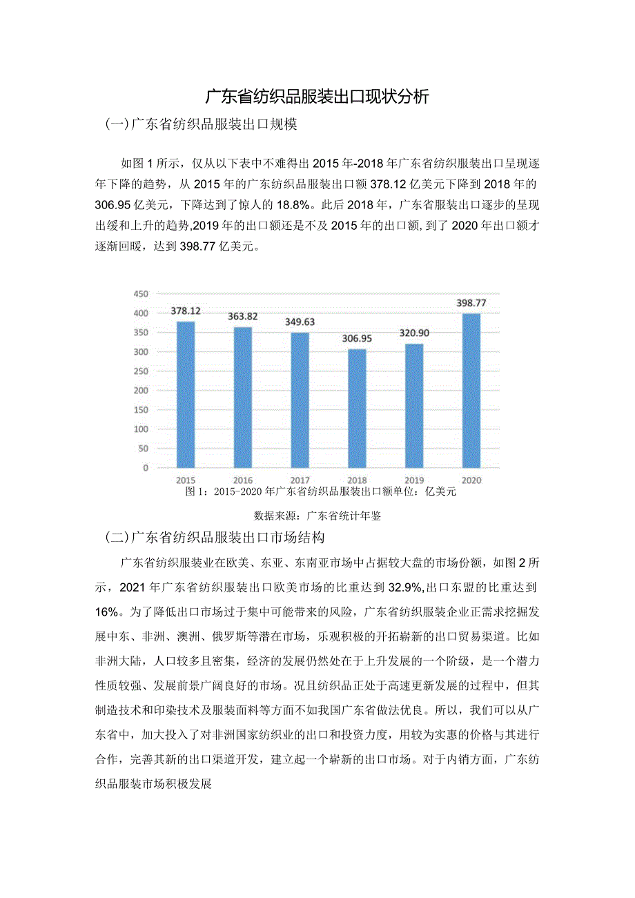 广东省纺织品服装出口现状分析.docx_第1页