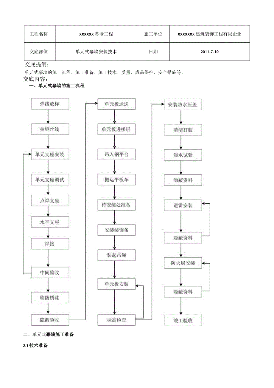 幕墙单元化技术交底.docx_第1页