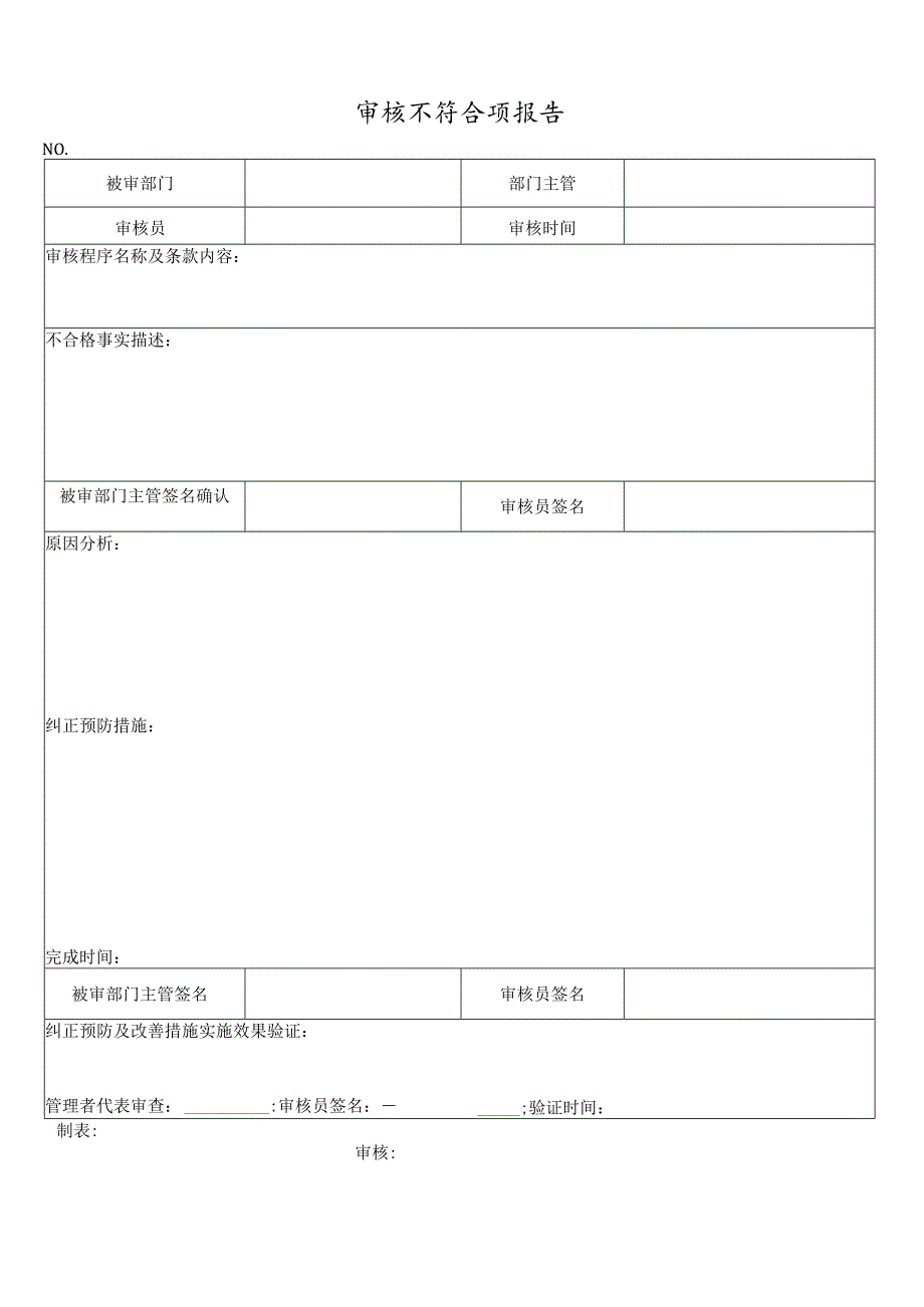 审核不符合项报告.docx_第1页