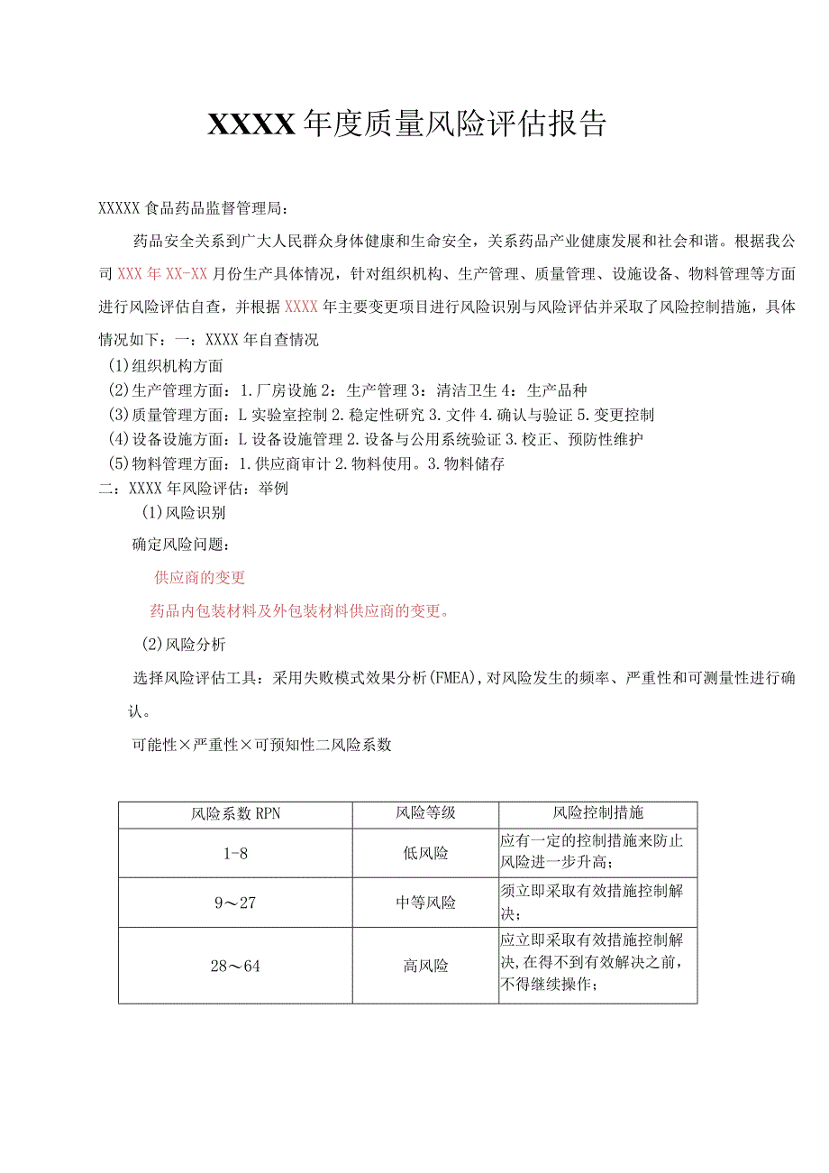 年度质量风险评估报告模板.docx_第1页