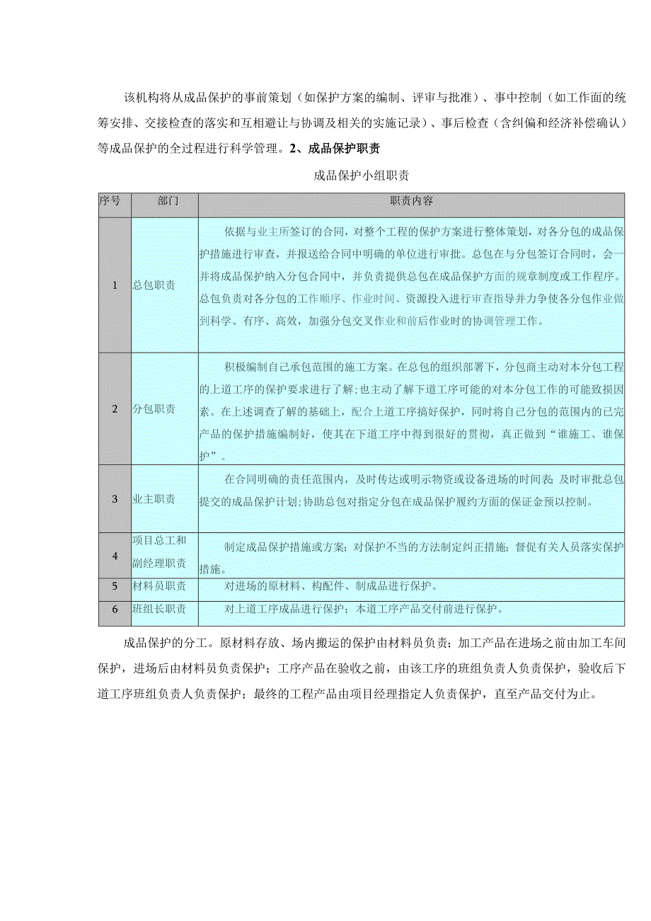 成品保护的组织机构与职责.docx_第2页