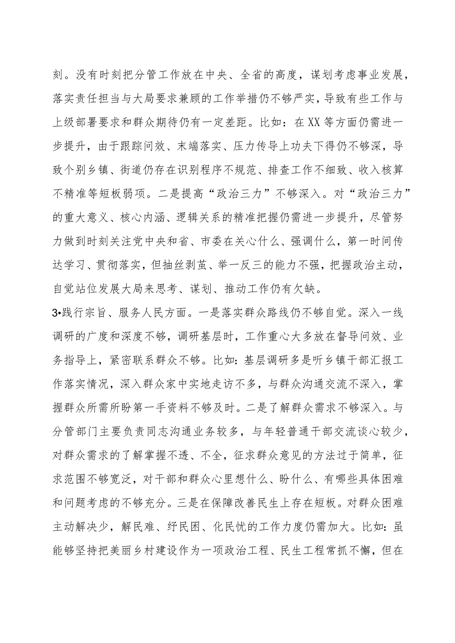 市委副书记2023年度专题民主生活会个人对照检查材料（践行宗旨等6个方面+政绩观+中华民族共同体+反面典型案例）.docx_第2页