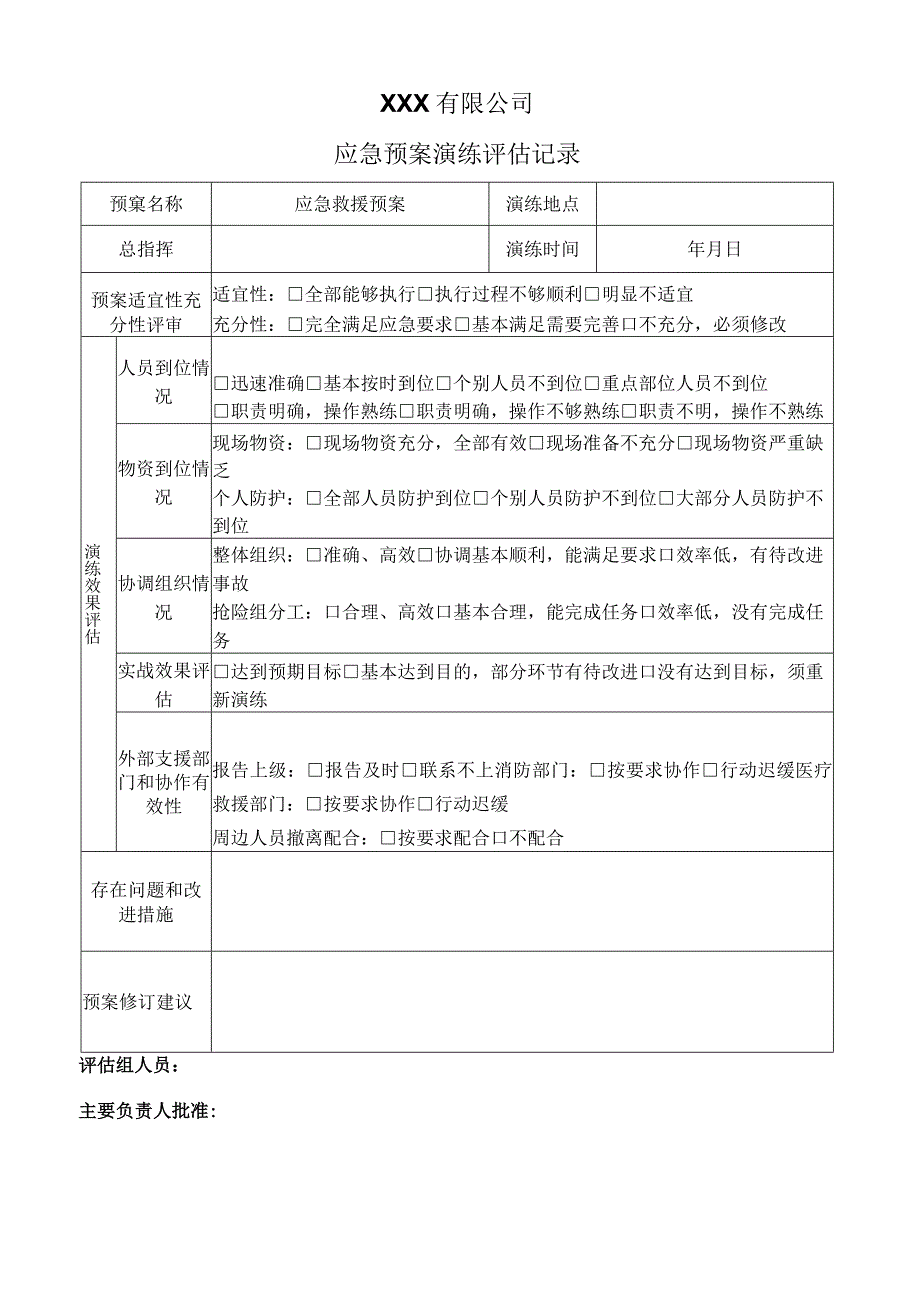 应急预案演练评估记录.docx_第1页