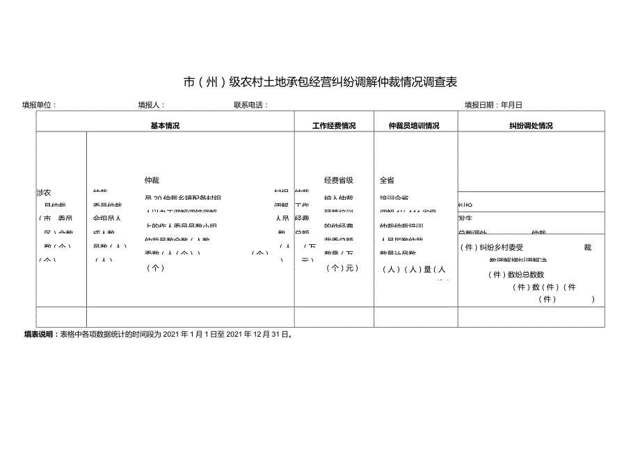 农村土地承包经营纠纷调解仲裁情况调查表.docx_第1页