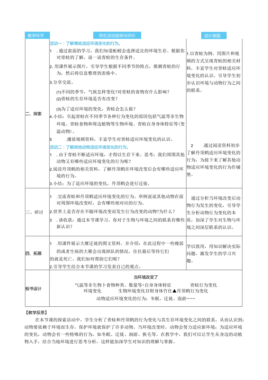 当环境改变了核心素养目标教案表格式新教科版科学五年级下册.docx_第2页