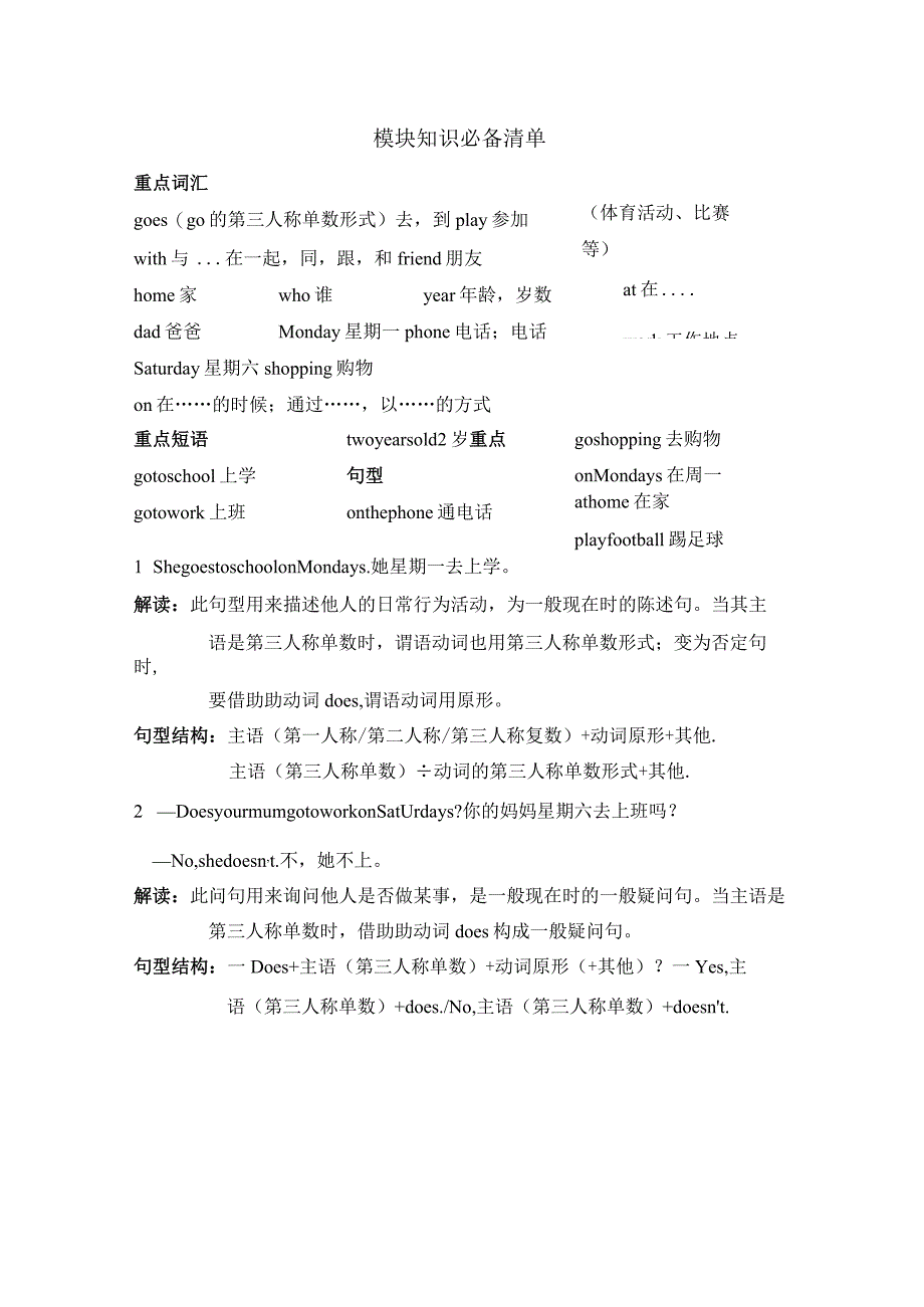 外研版三起三年级下册Module5知识必备清单.docx_第1页