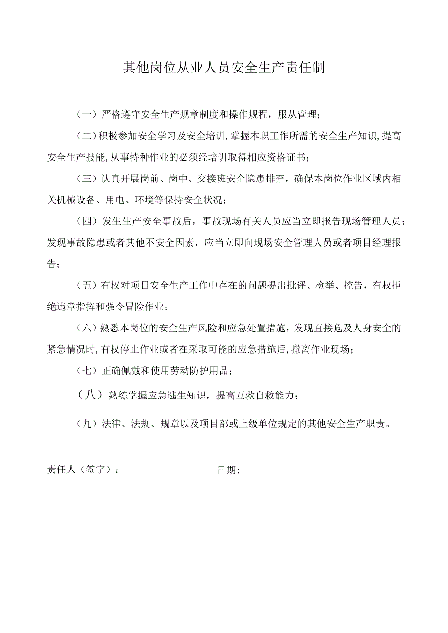 其他岗位从业人员安全生产责任制.docx_第1页