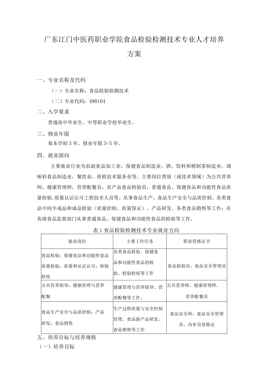 全日制06-2022级《食品检验检测技术》专业人才培养方案doc.docx_第1页