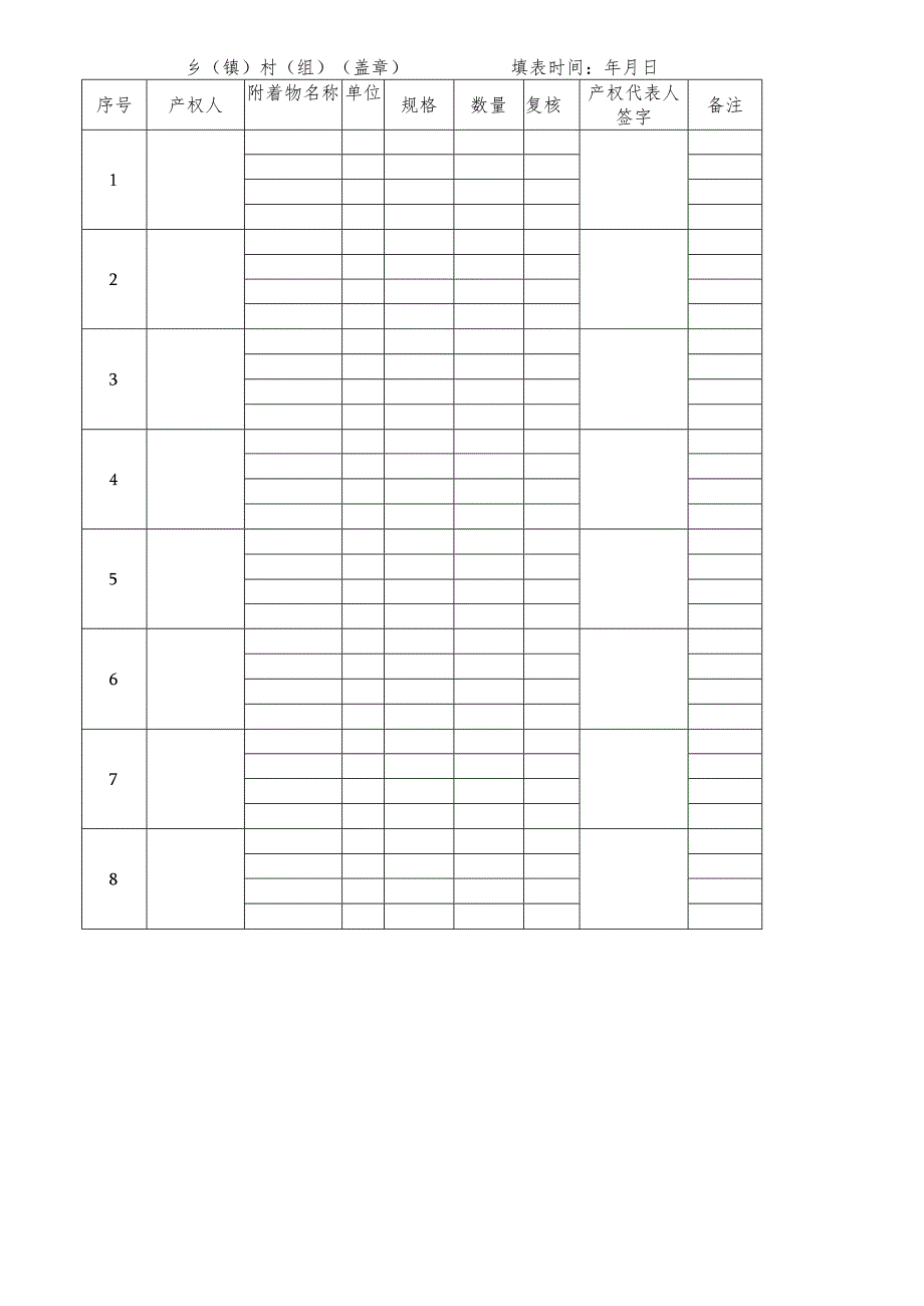 征地补偿、地上附着物、青苗补偿登记表.docx_第2页