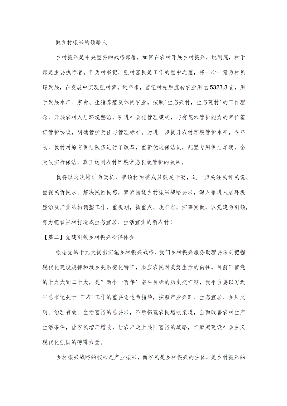 党建引领乡村振兴心得体会十篇.docx_第2页