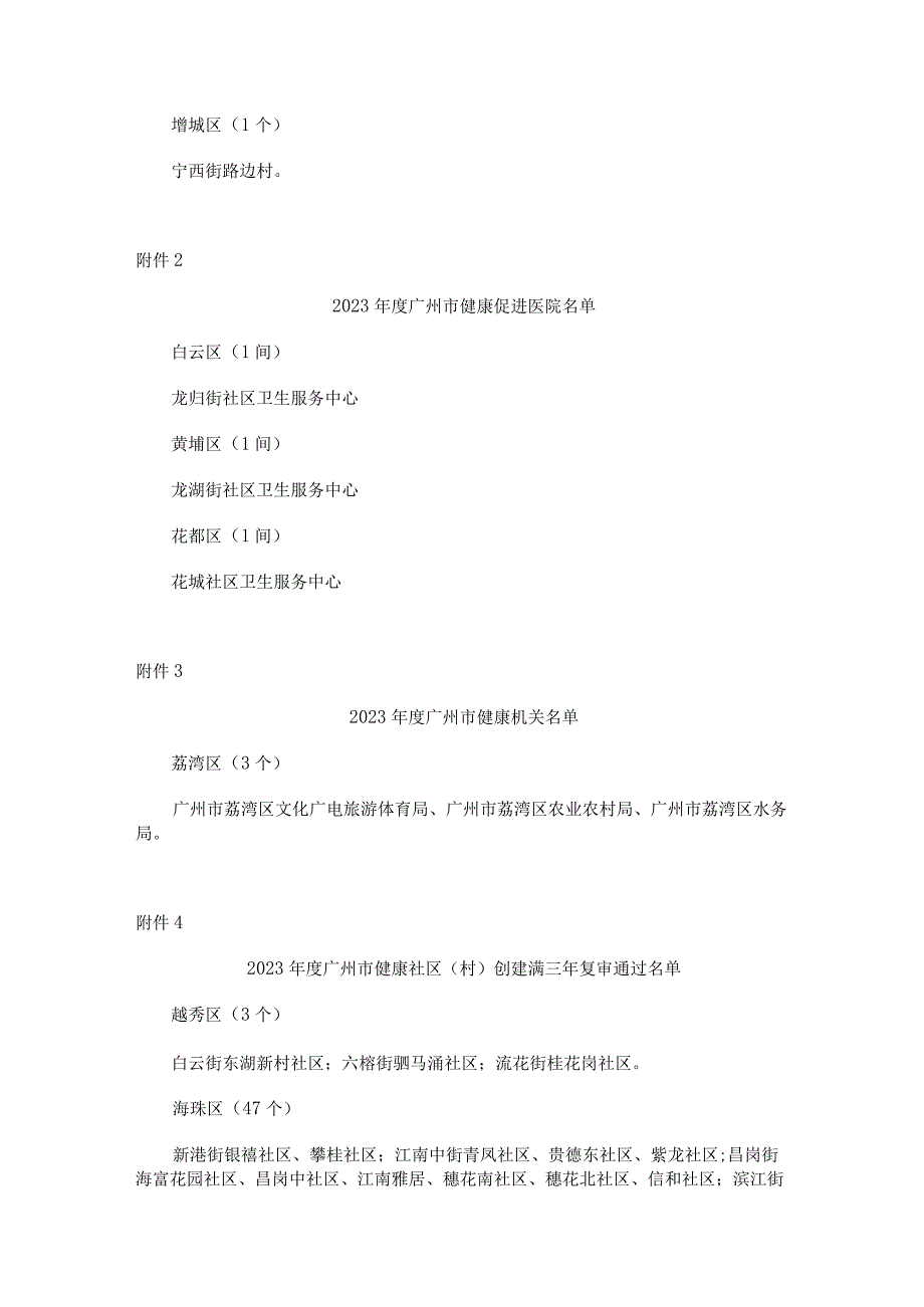 广州市建设健康城市工作联席会议办公室关于命名2023年度广州市健康社区（村）、健康促进医院、健康机关（单位）和健康家庭的通报.docx_第3页