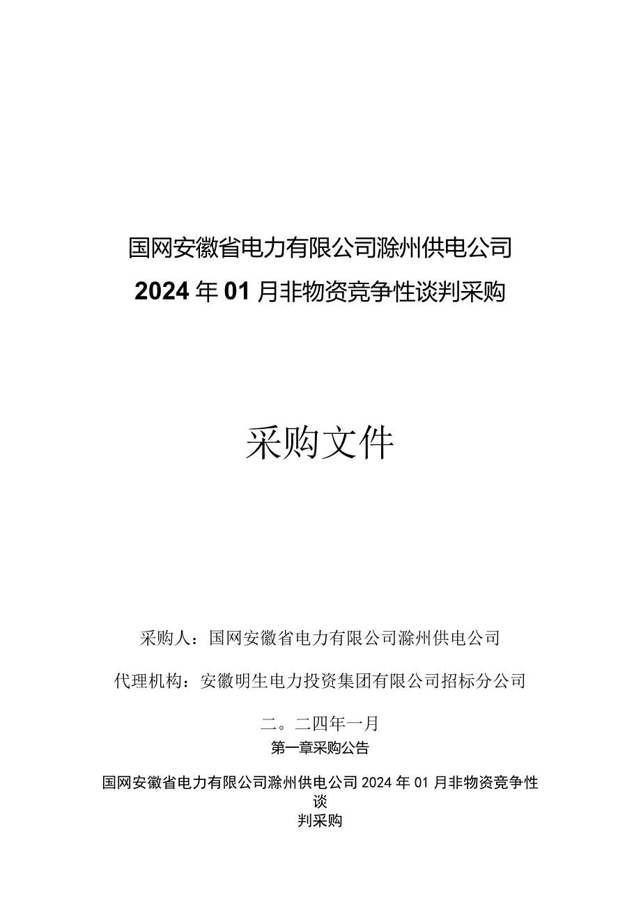 国网安徽省电力有限公司滁州供电公司2024年01月非物资竞争性谈判采购文件招标采购编号：12DM01.docx_第1页