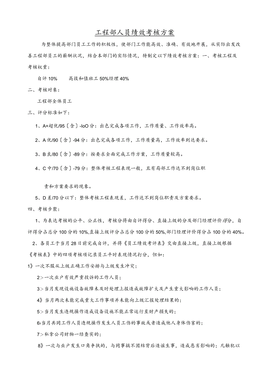 工程部绩效考核评分标准.docx_第1页