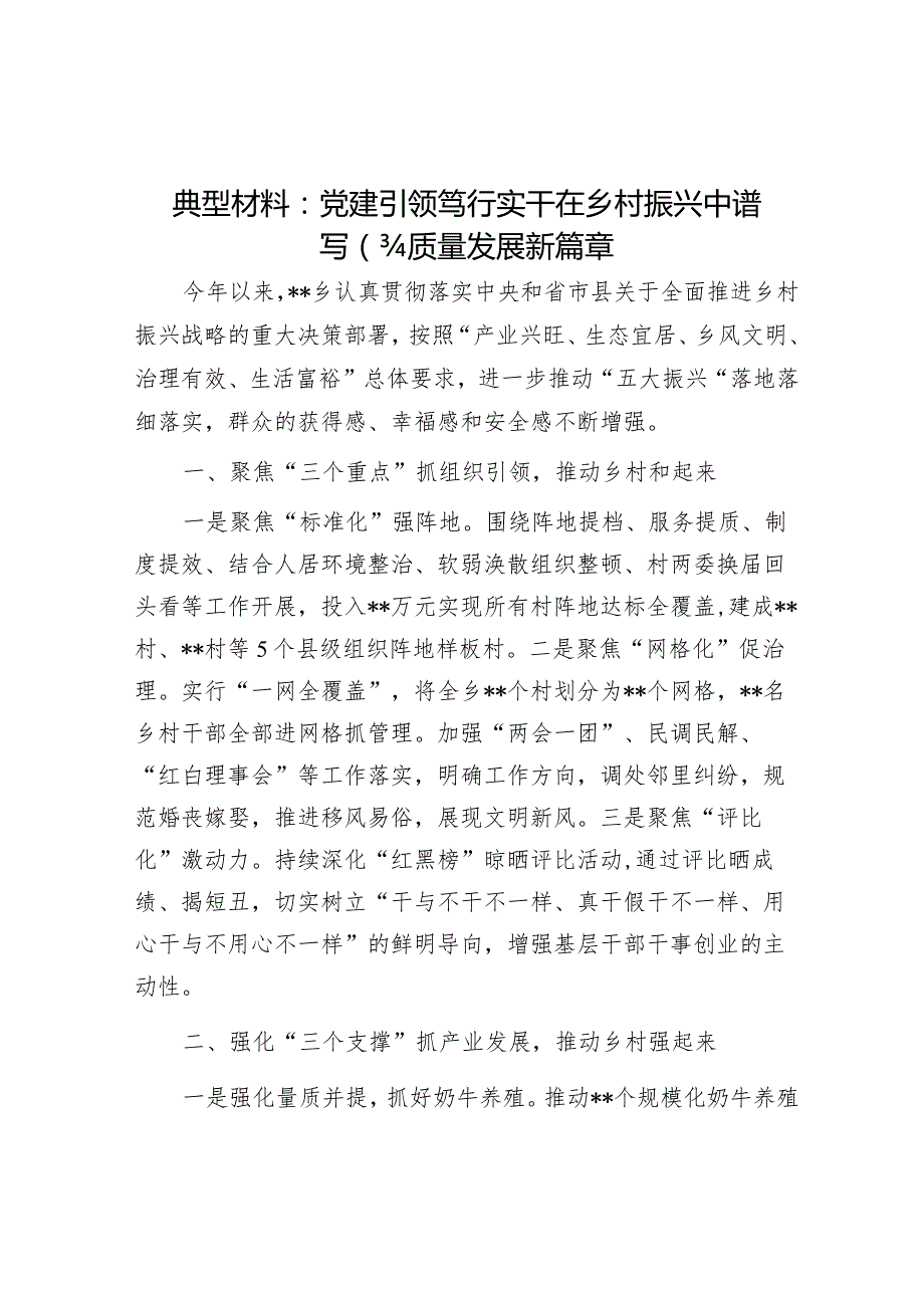 典型材料：党建引领笃行实干在乡村振兴中谱写高质量发展新篇章.docx_第1页