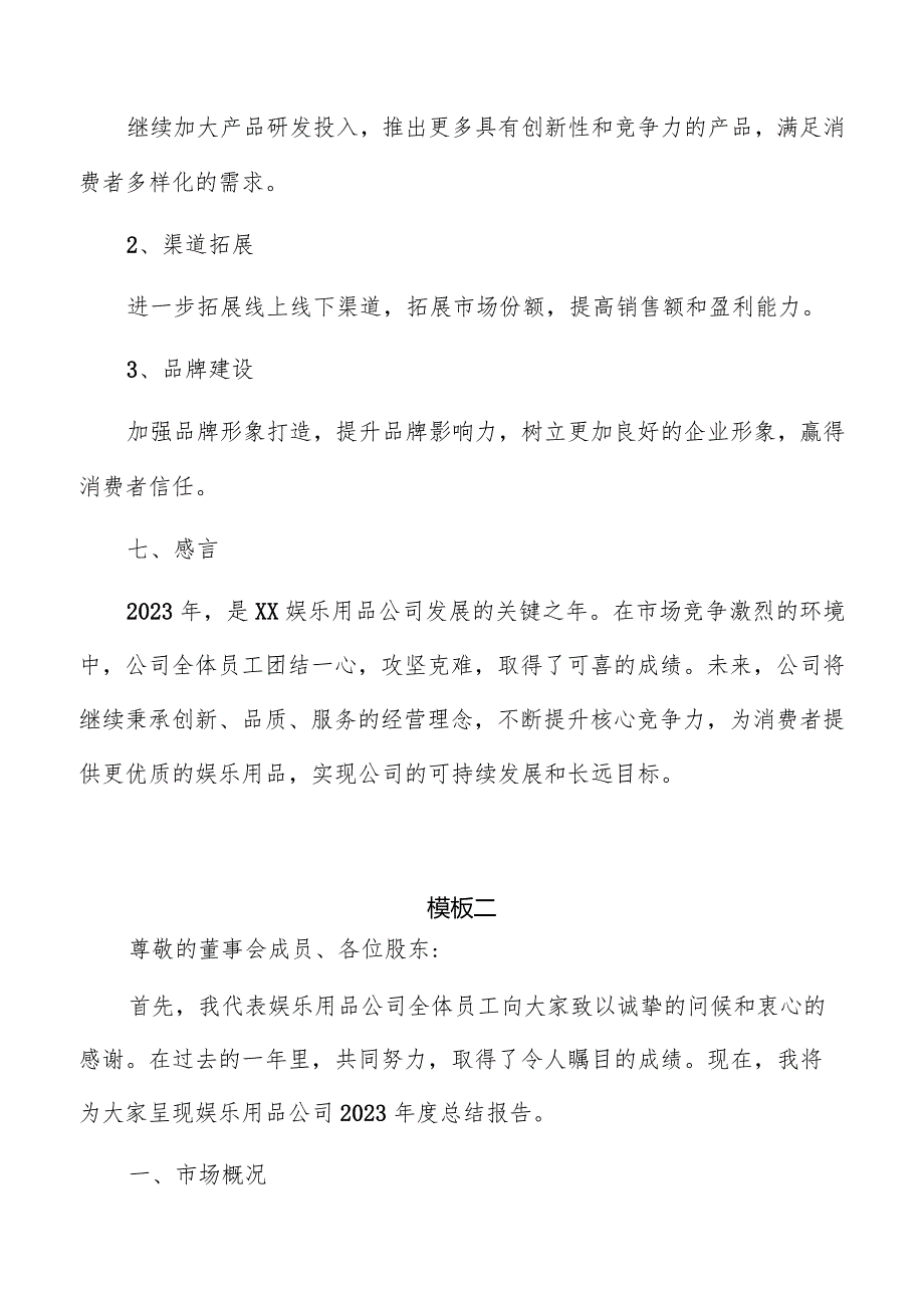 娱乐用品公司年度总结报告模板.docx_第3页