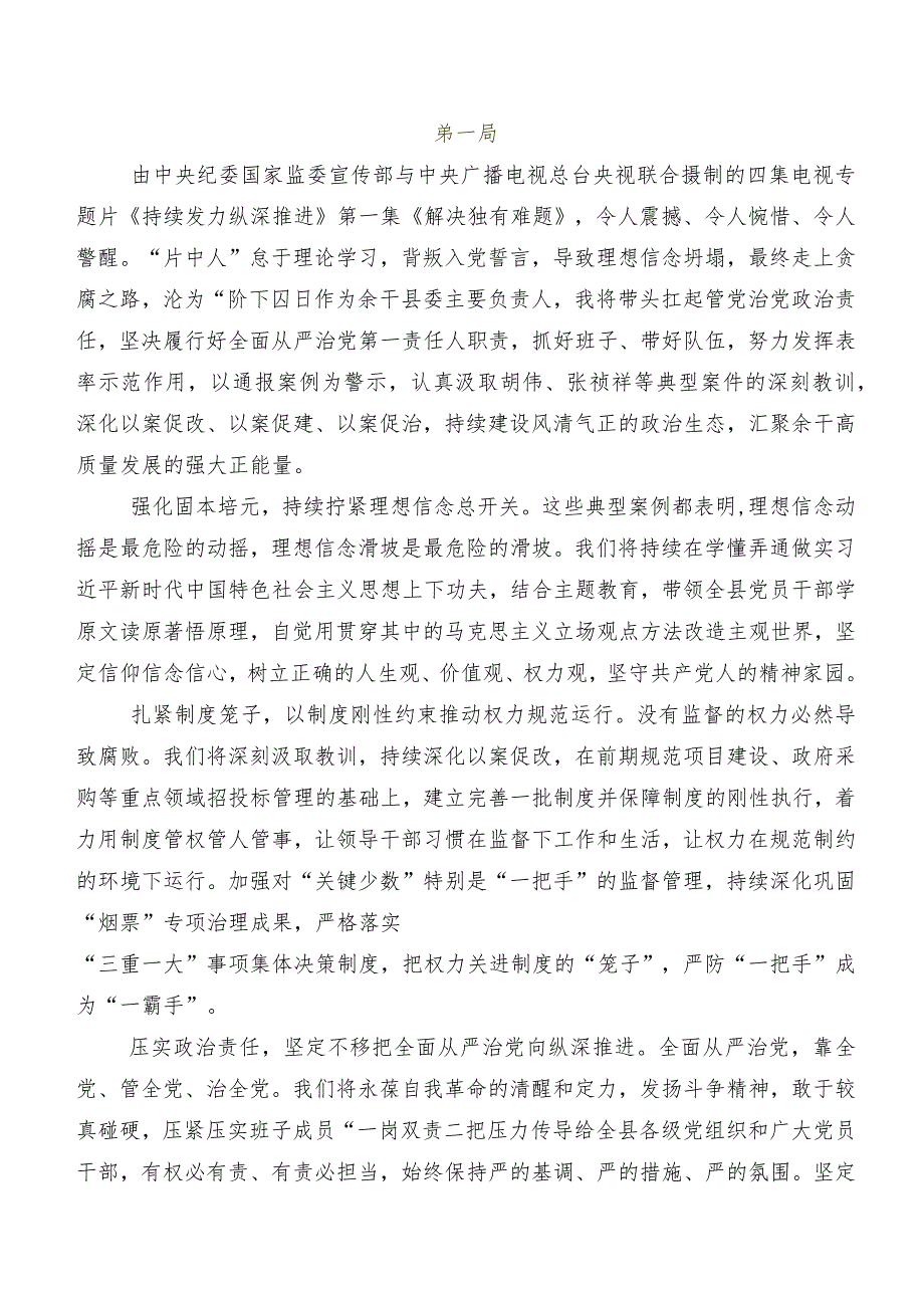 央视反腐专题节目“持续发力纵深推进”交流发言材料、心得体会.docx_第3页