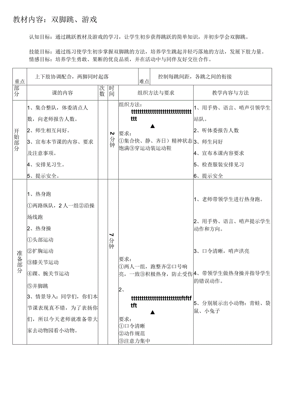 双脚跳游戏（教案）人教版体育二年级下册.docx_第1页