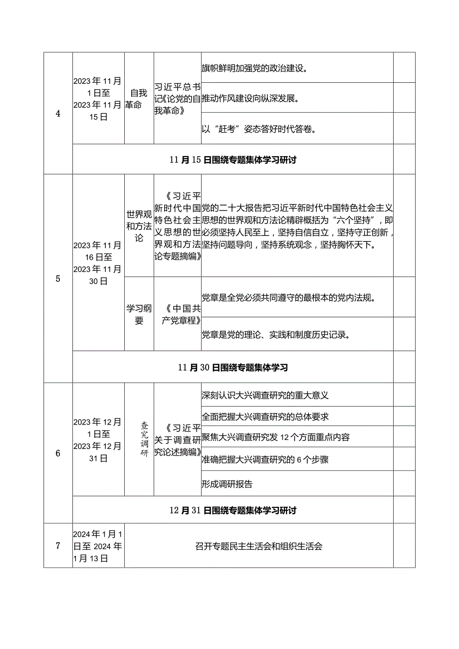 党支部2023年开展第二批主题教育学习计划学习任务进度表.docx_第3页