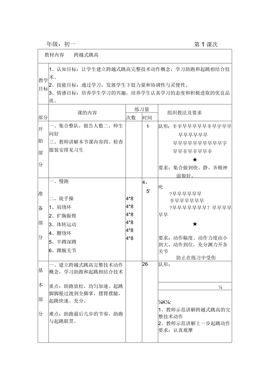 初一跨越式跳高单元计划及全套教案.docx_第3页