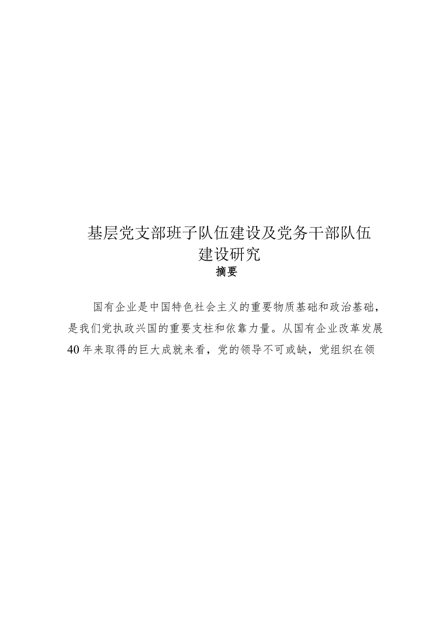 基层党支部班子队伍建设及党务干部队伍建设研究.docx_第1页