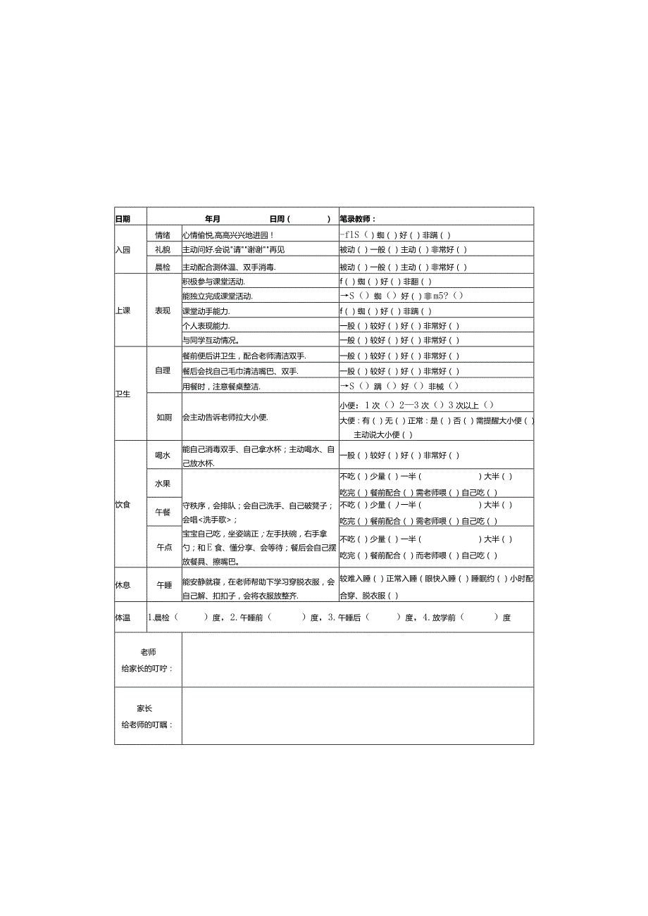 托育、幼儿园每日观察记录.docx_第1页