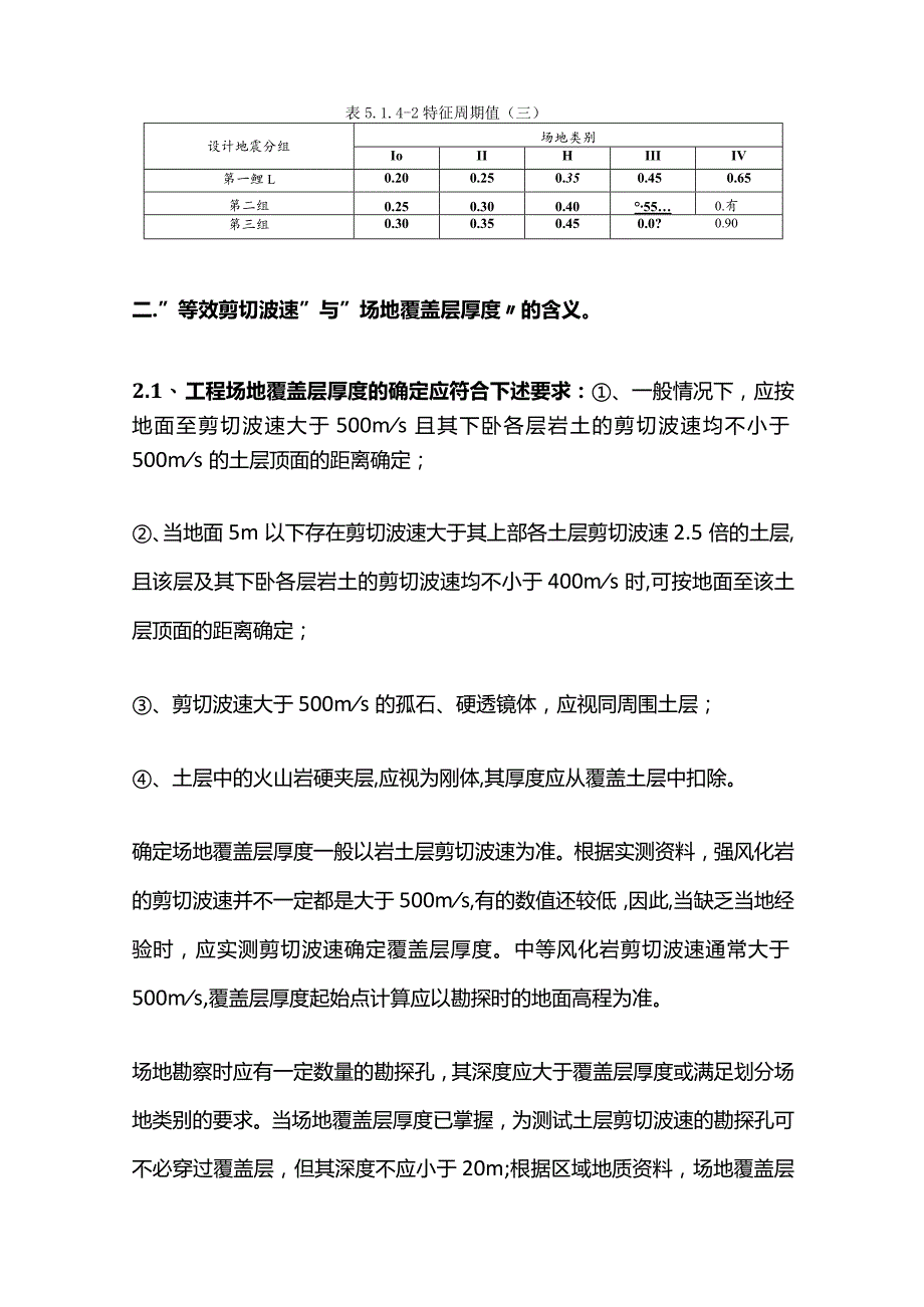 关于等效剪切波速和覆盖层厚度界于场地类别任一分界线附近时按《建筑抗震设计规范》插值法确定场地特征周期的方法.docx_第2页