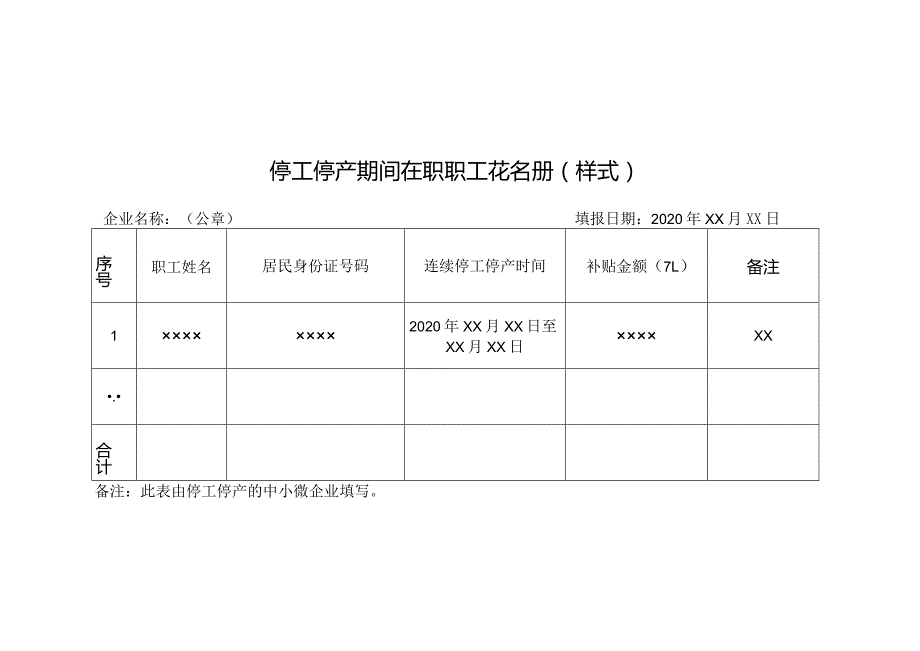 在职职工以工代训人员花名册（样式）.docx_第2页