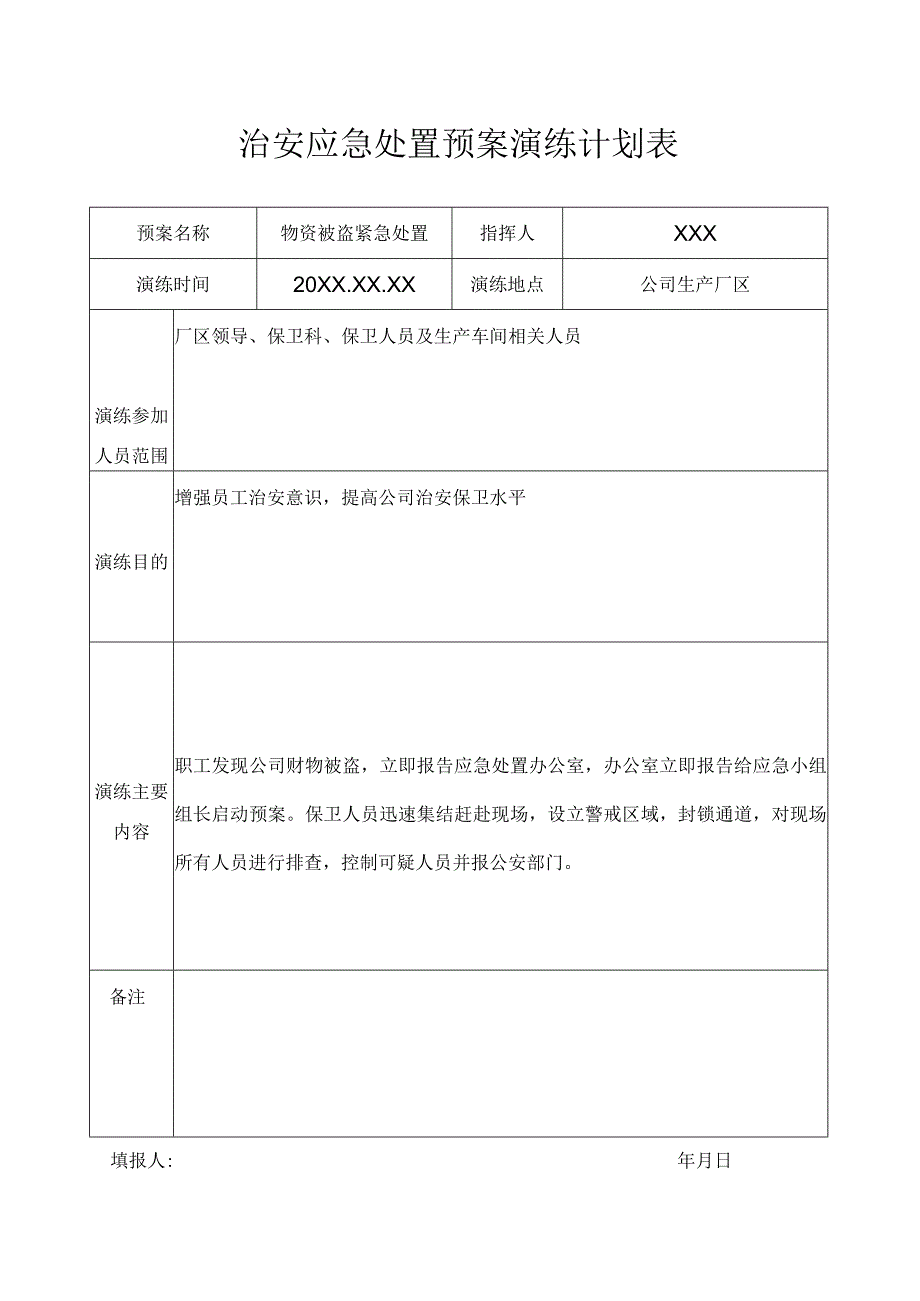 公司内部治安应急处置演练模板.docx_第1页