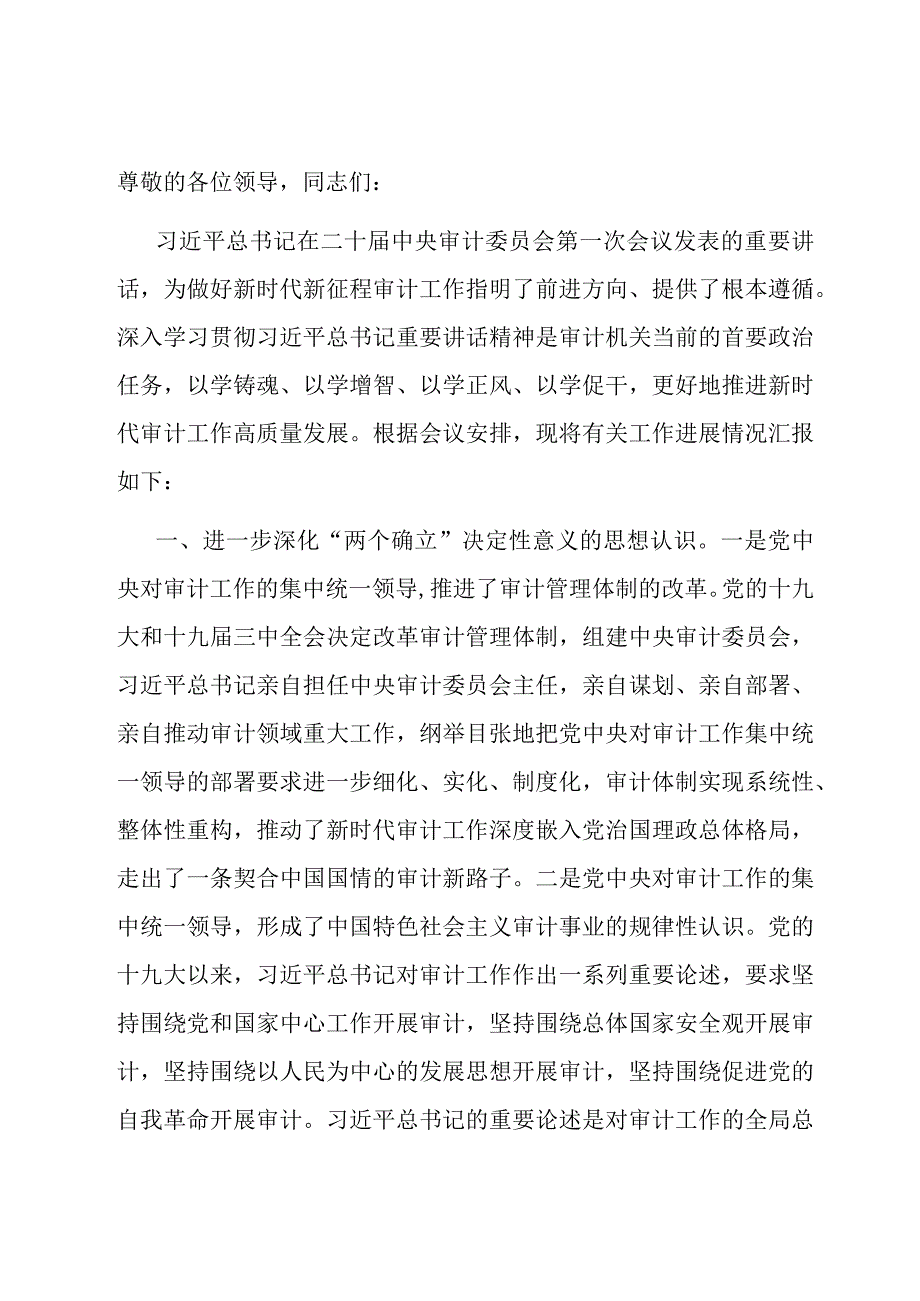 审计局在市委主题教育调研督导座谈会上的汇报发言.docx_第1页