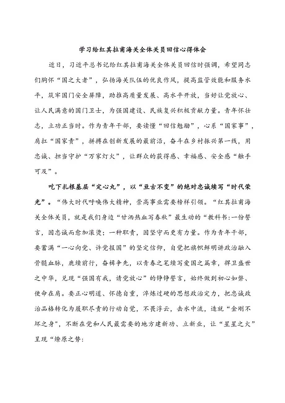 学习领悟给红其拉甫海关全体关员回信心得体会3篇.docx_第3页