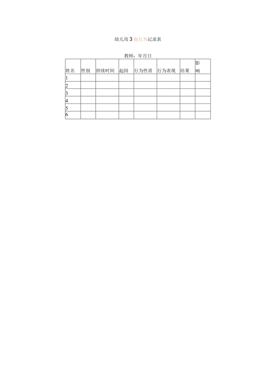 幼儿攻击性行为记录表.docx_第1页