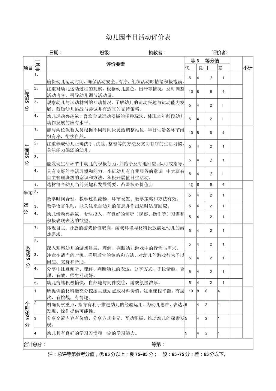 幼儿园半日活动评价表.docx_第1页