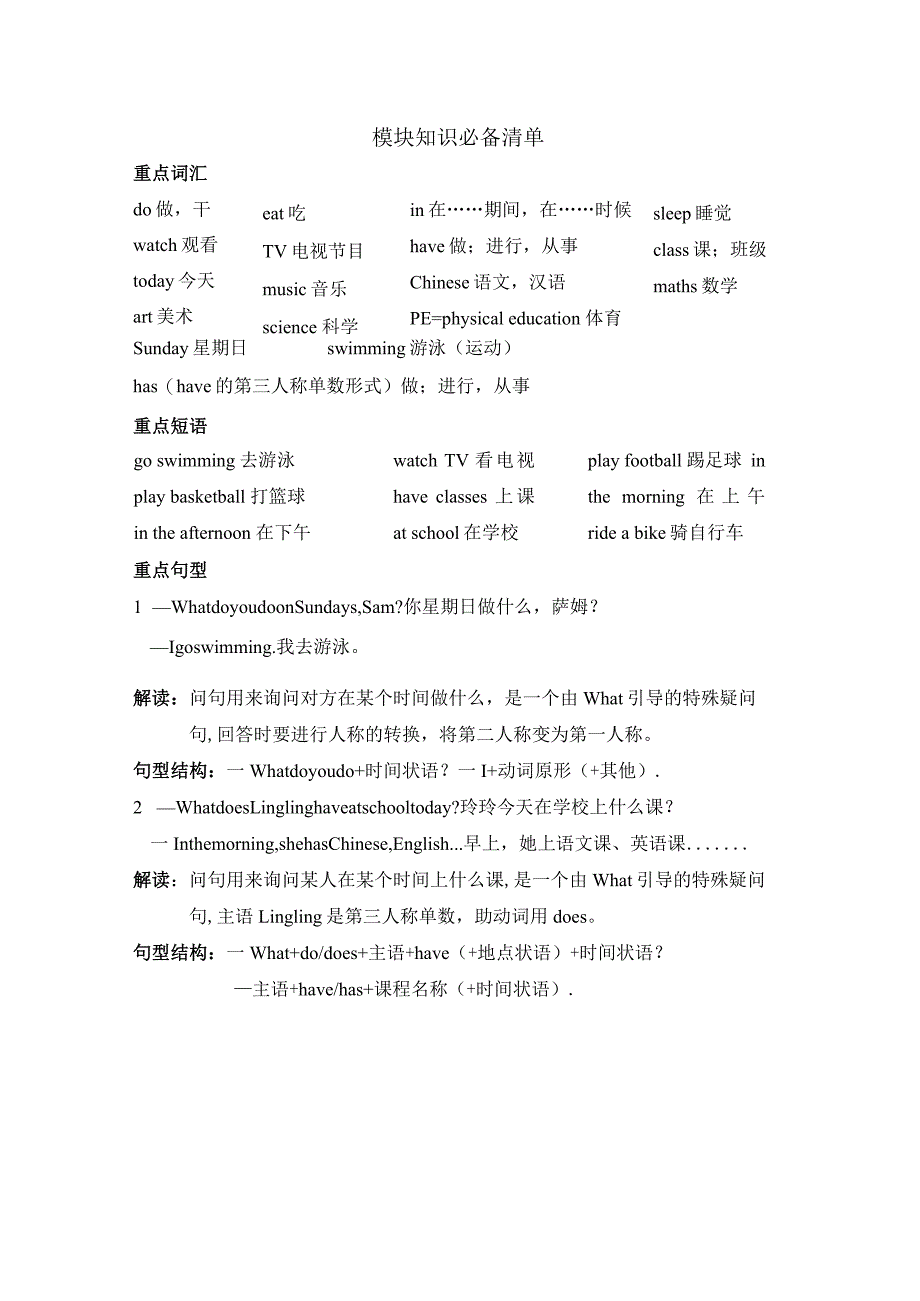 外研版三起三年级下册Module6知识必备清单.docx_第1页