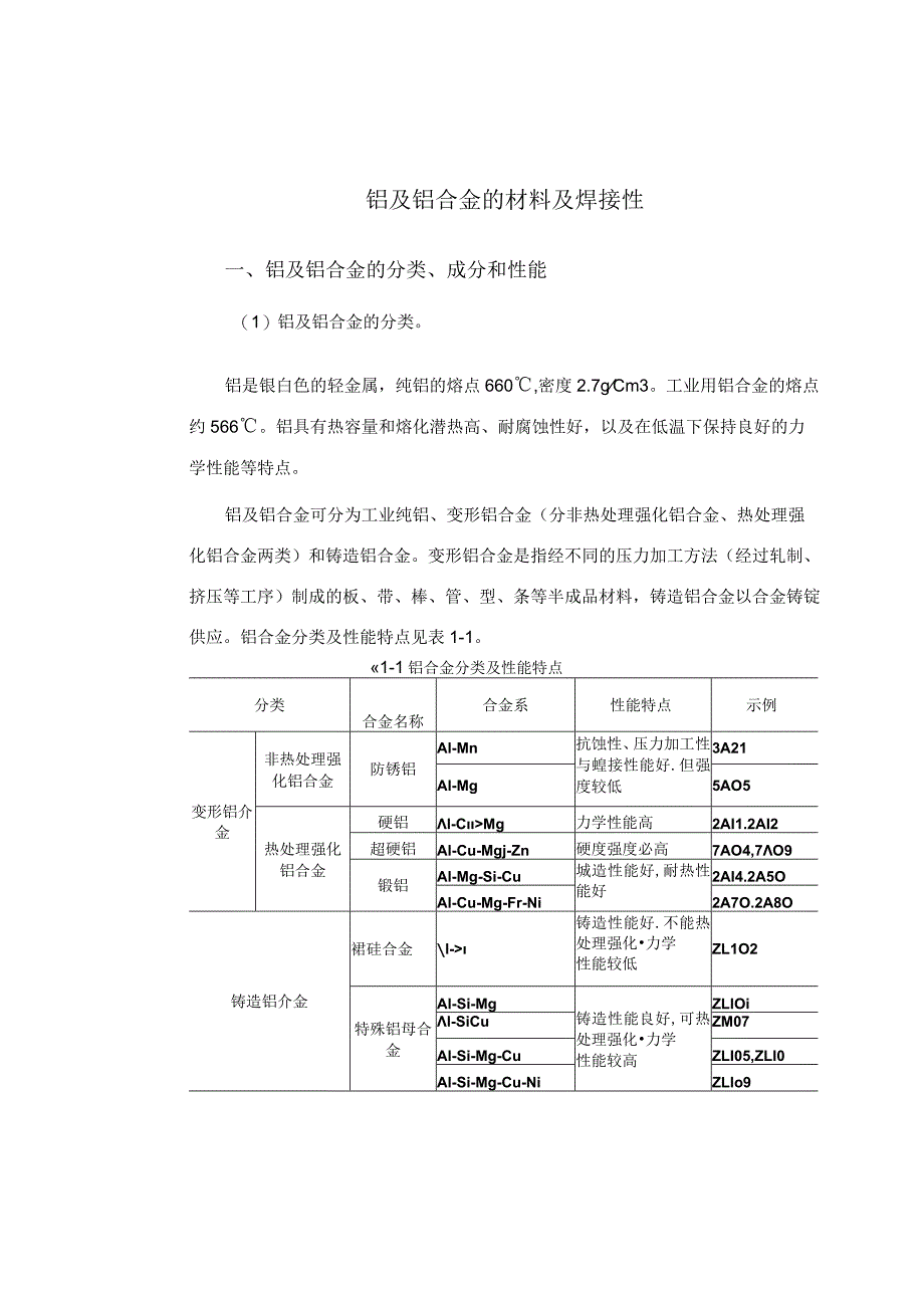 铝及铝合金的材料及焊接性.docx_第1页