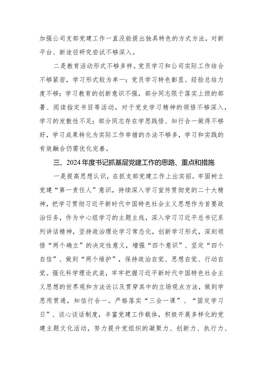 2023年公司党支部书记抓基层党建工作述职报告.docx_第3页