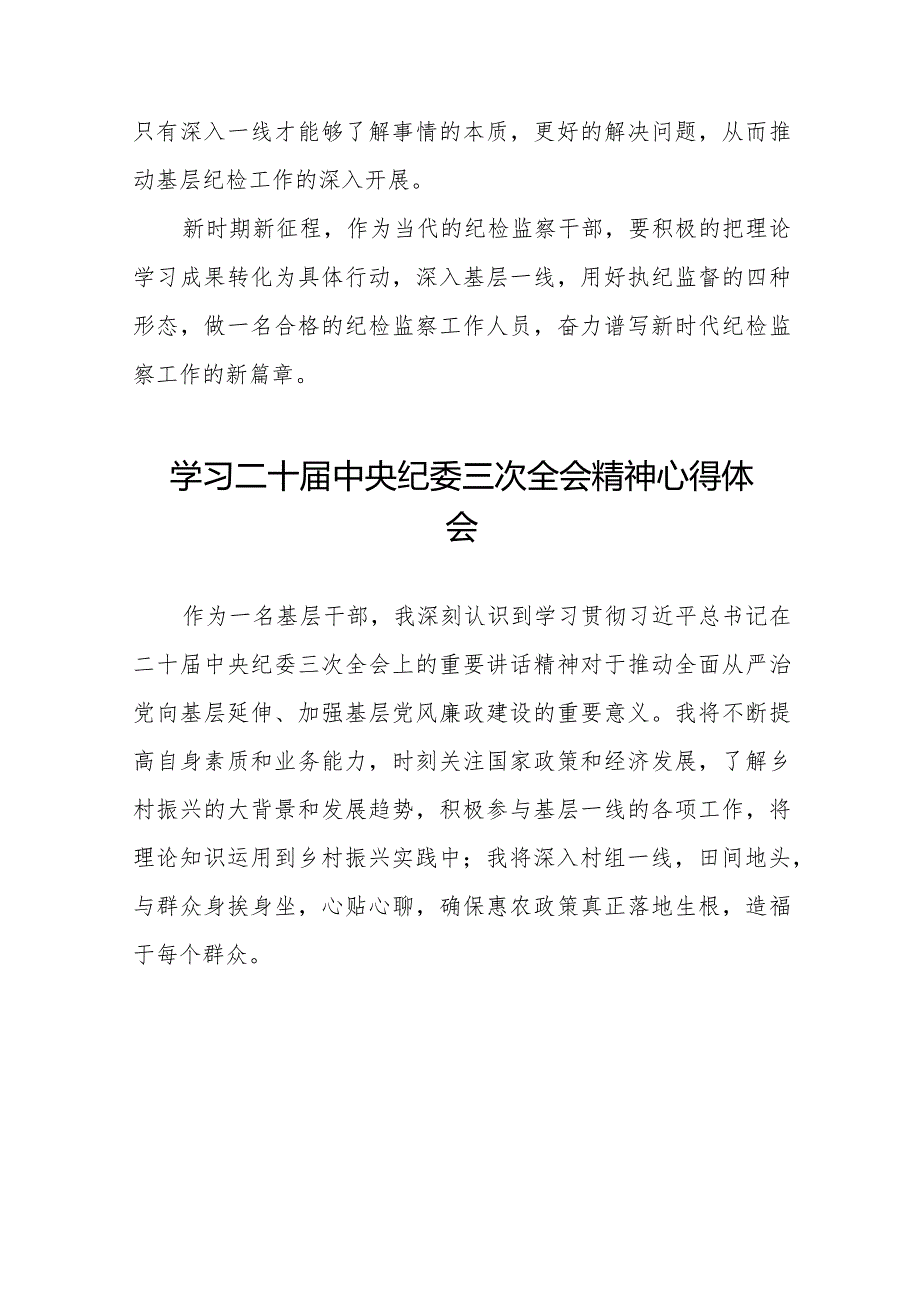 纪检干部关于学习二十届中央纪委三次全会精神的心得体会(25篇).docx_第2页