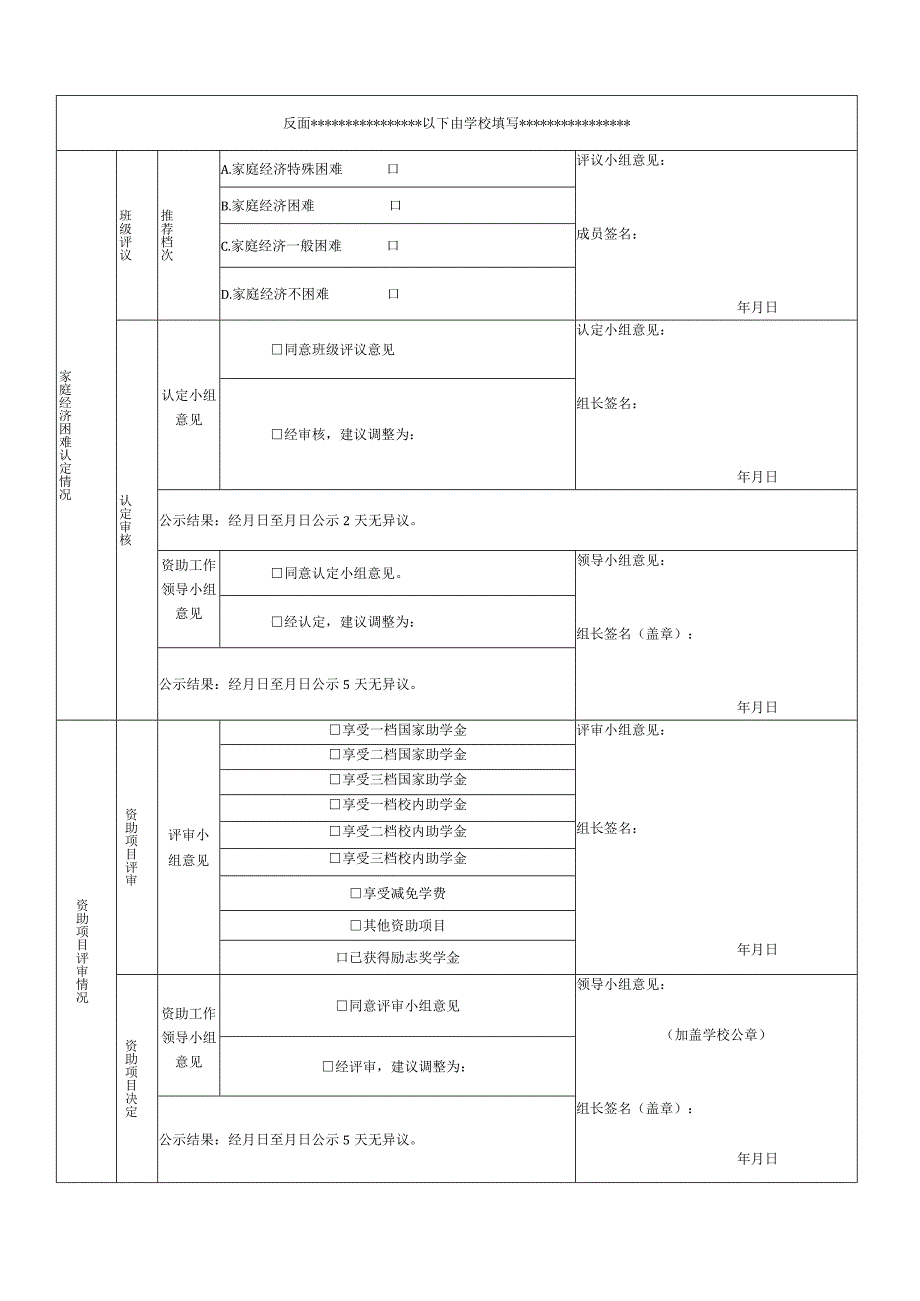 2023年山东省高等教育资助申请表（学生申请家庭经济困难认定用）.docx_第2页