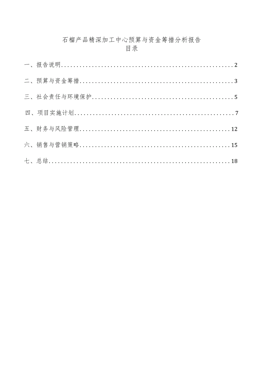 石榴产品精深加工中心预算与资金筹措分析报告.docx_第1页