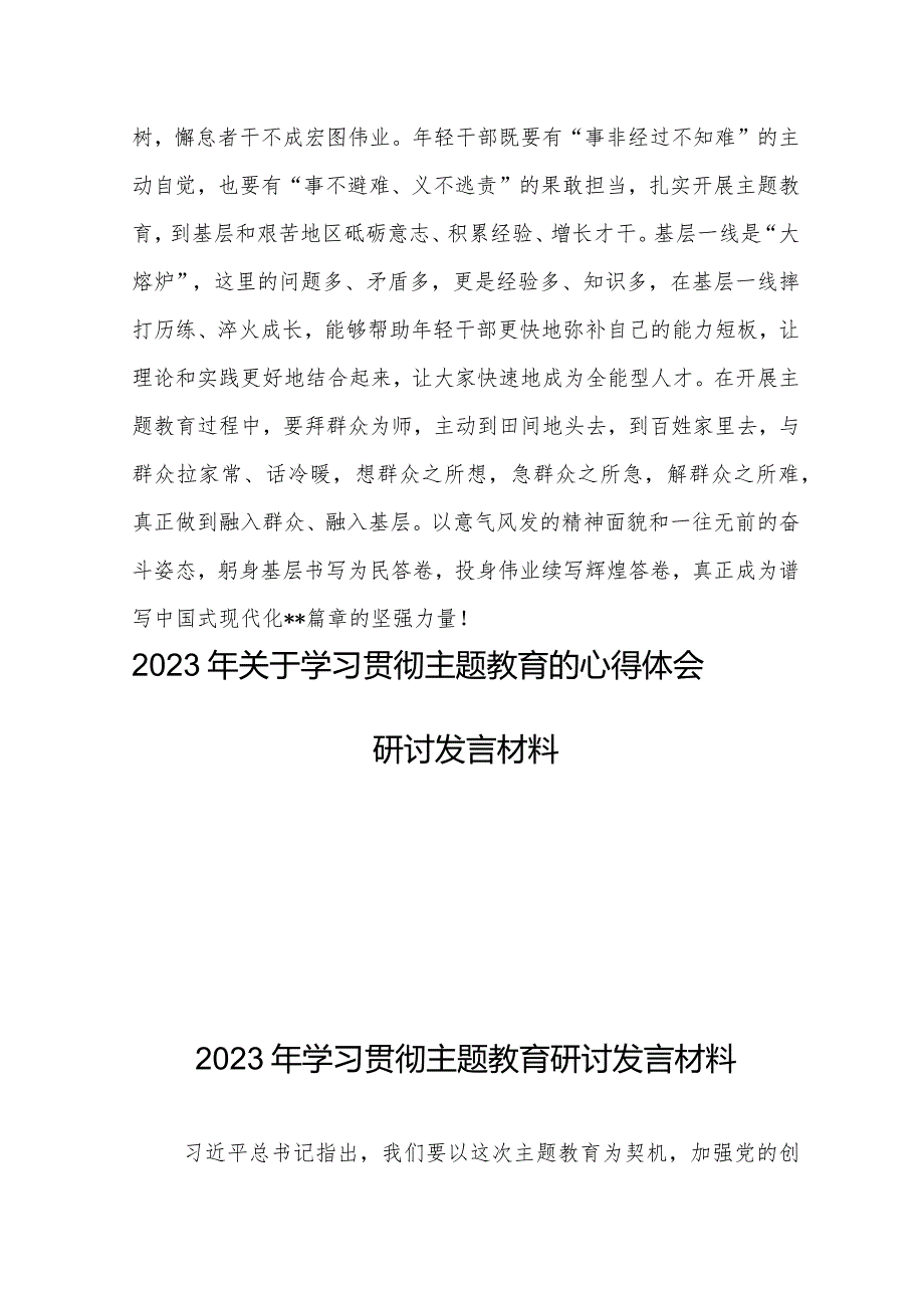 2023年关于学习贯彻主题教育的心得体会研讨发言材料四篇.docx_第3页