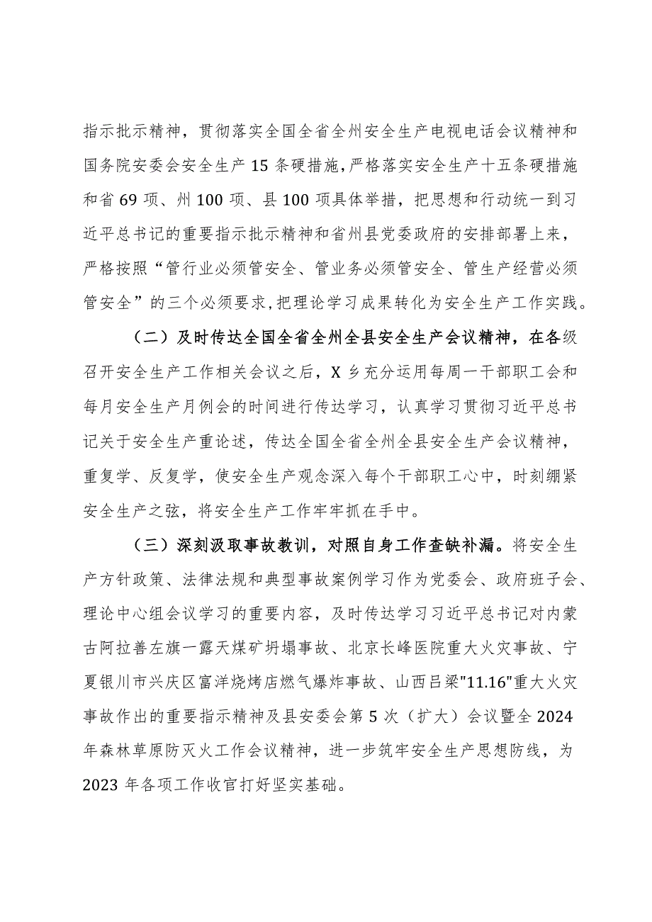 乡2023年安全生产目标责任制自检自查报告.docx_第2页