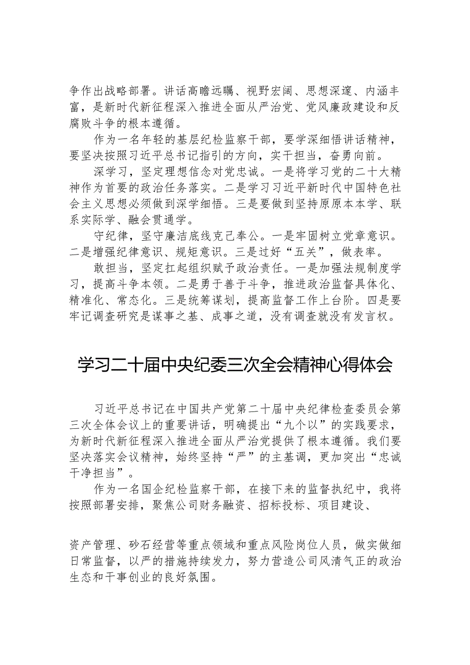 纪检干部关于学习贯彻2024年二十届中央纪委三次全会精神的心得体会(25篇).docx_第2页