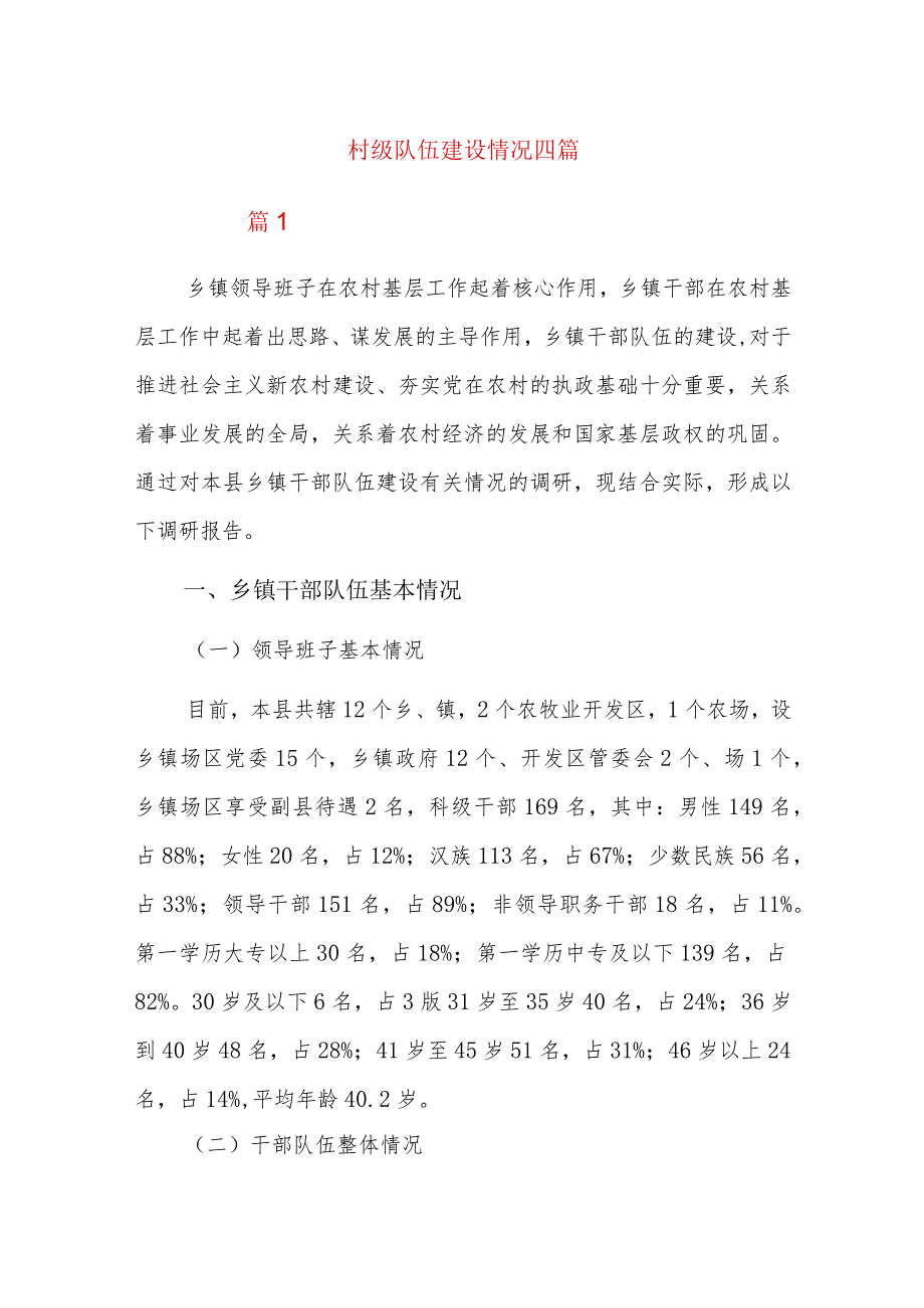 村级队伍建设情况四篇.docx_第1页