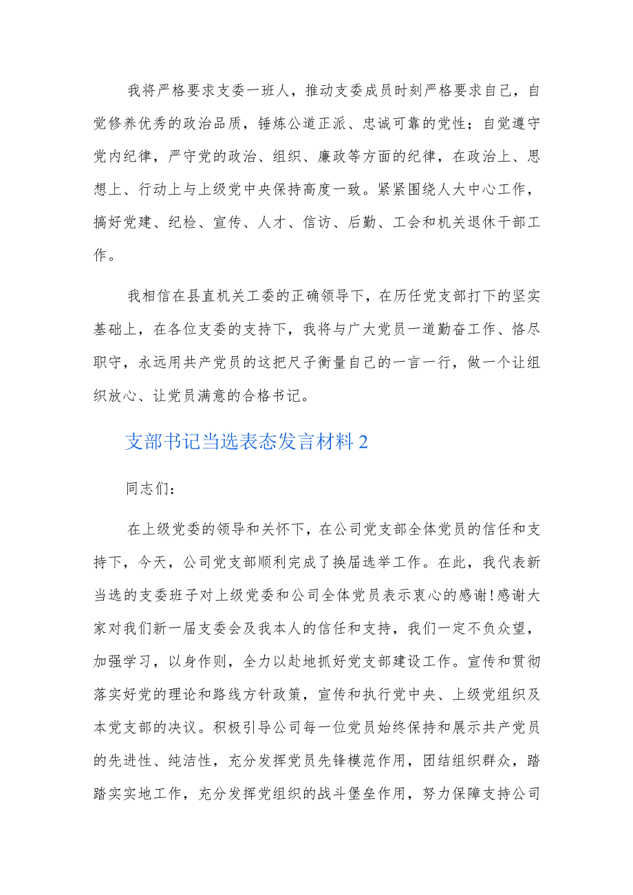 支部书记当选表态发言材料四篇.docx_第2页