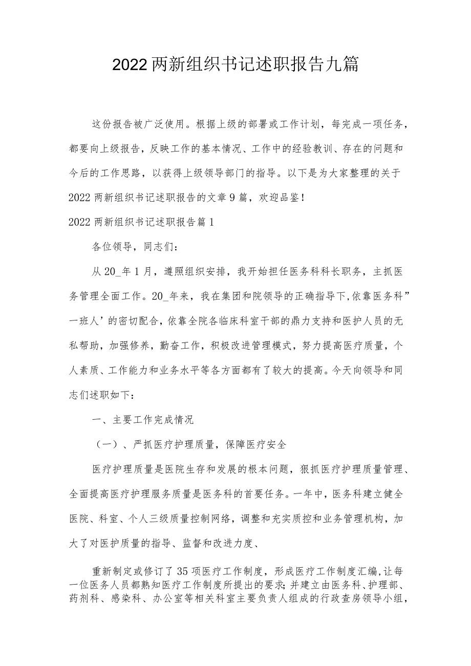 2022两新组织书记述职报告九篇.docx_第1页