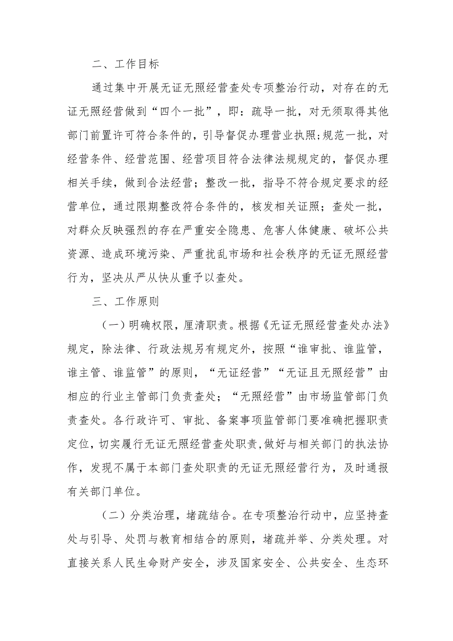 XX县无证无照经营查处专项整治行动实施方案.docx_第2页